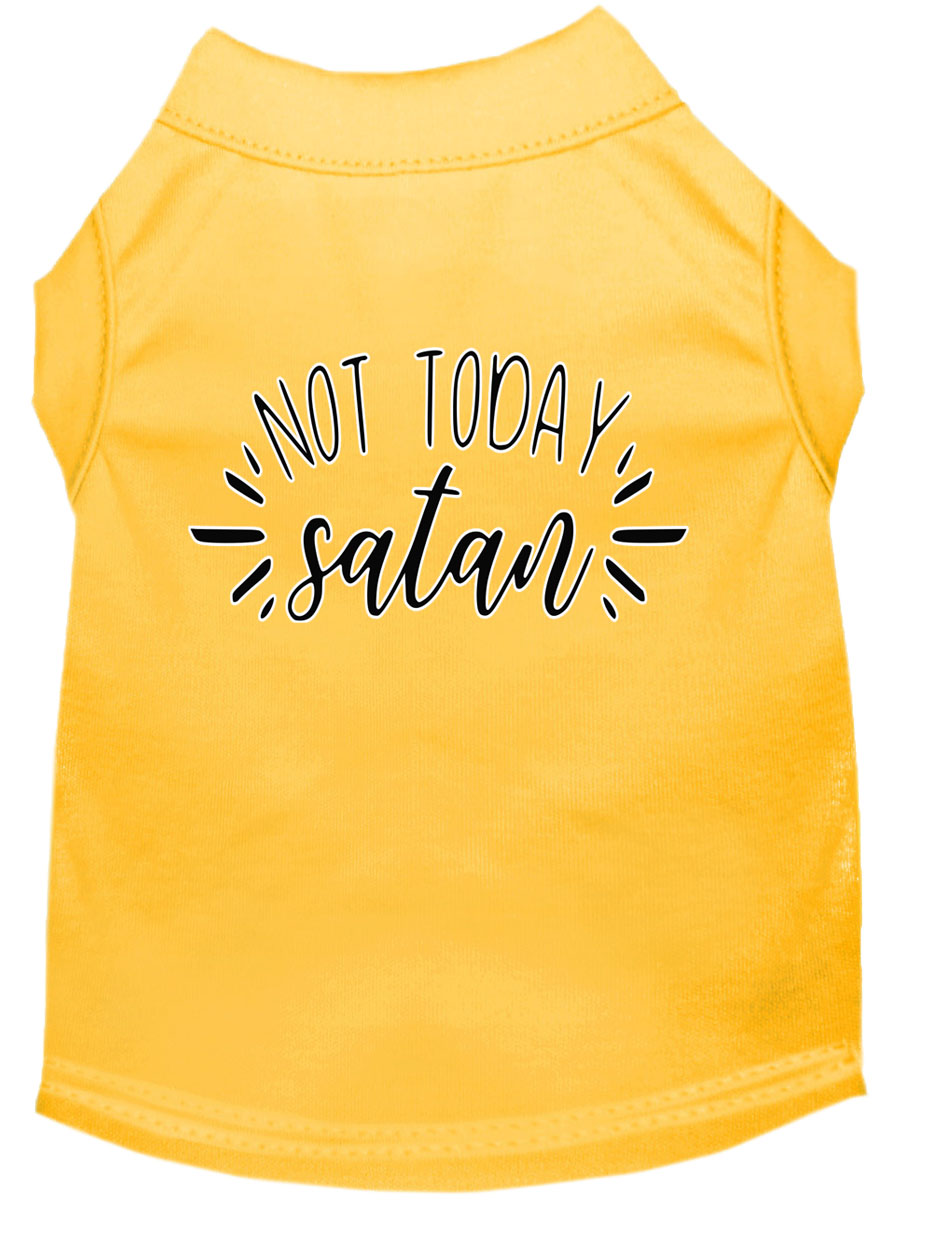 Not Today Satan Screen Print Dog Shirt Yellow Med